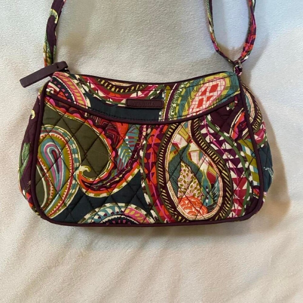 VERA BRADLEY Little Crossbody Heirloom Paisley Green Eggplant Multi-colored quil
